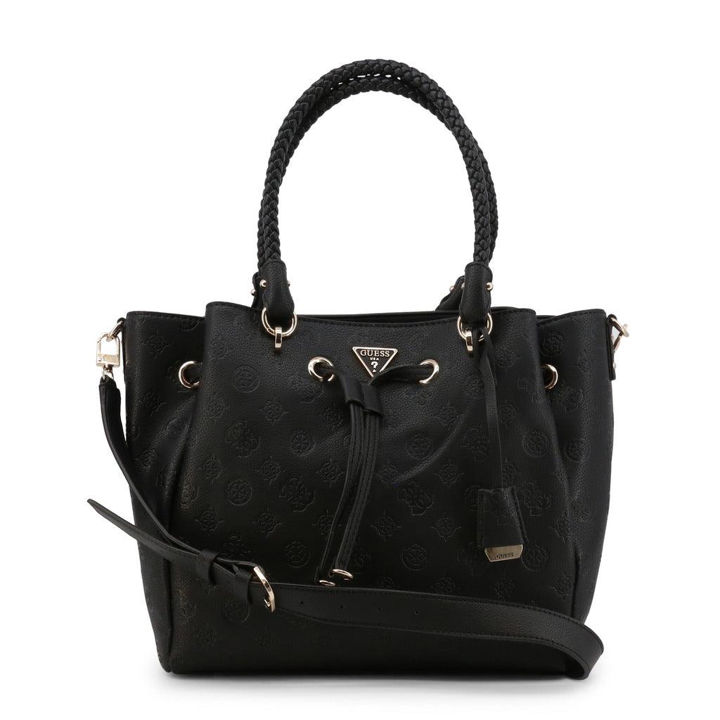Helaina Logo Embossed Black Shoulder Bag