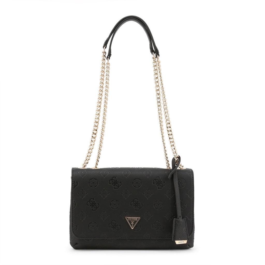 Helaina Logo Embossed Chain Shoulder Bag Black