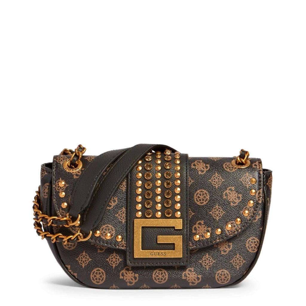Bling Monogram Chain Shoulder Bag in Briwn